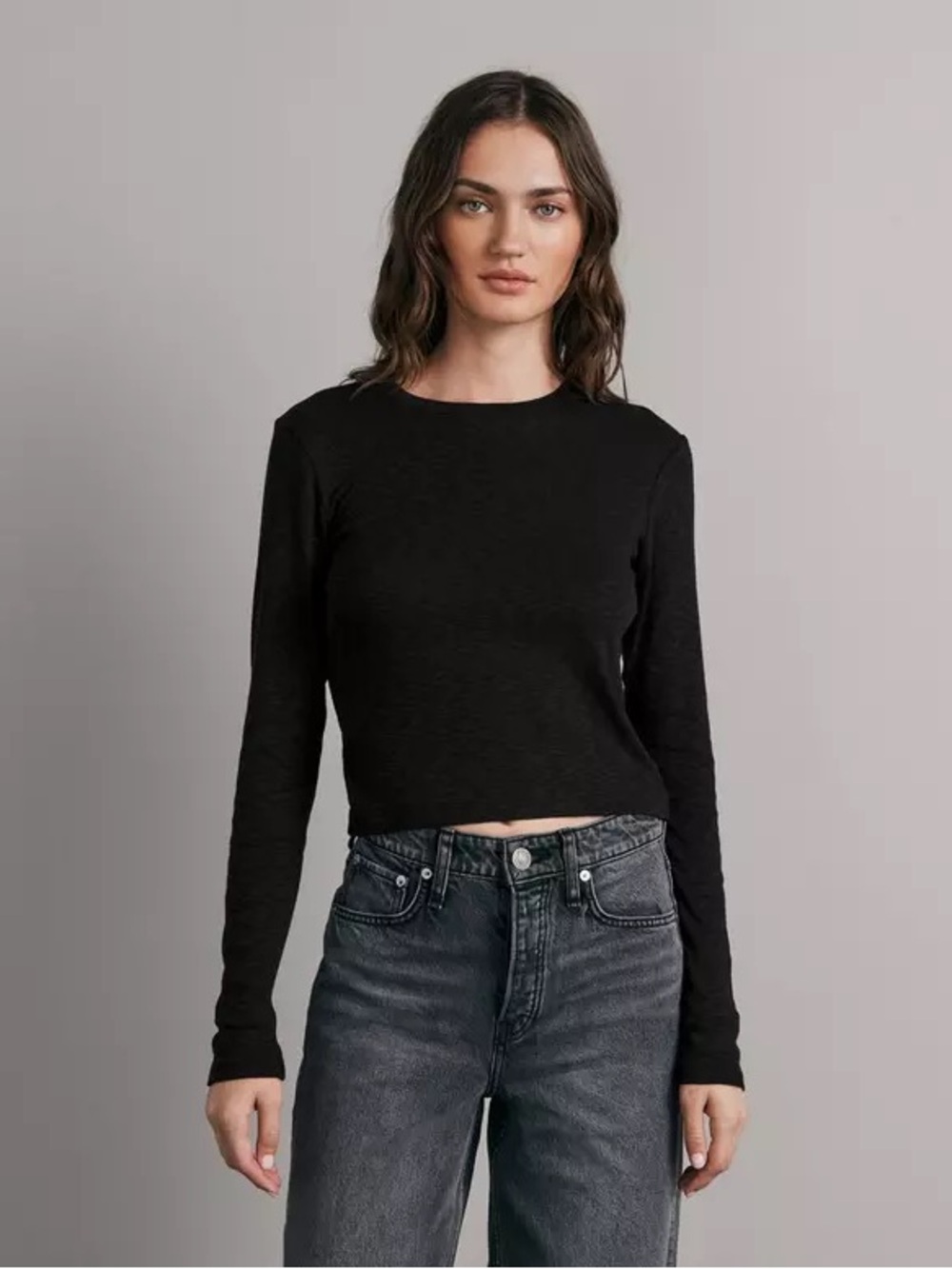 Rag & Bone Cropped L/S Ribbed Tee